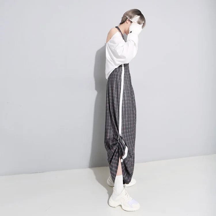 Four Seasons Harajuku Moon Pattern Женские Комбинезоны Спинки Кольцо Морщинистые Боди с Открытой Спиной Женские Широкие Штаны Ноги Комет Брюки
