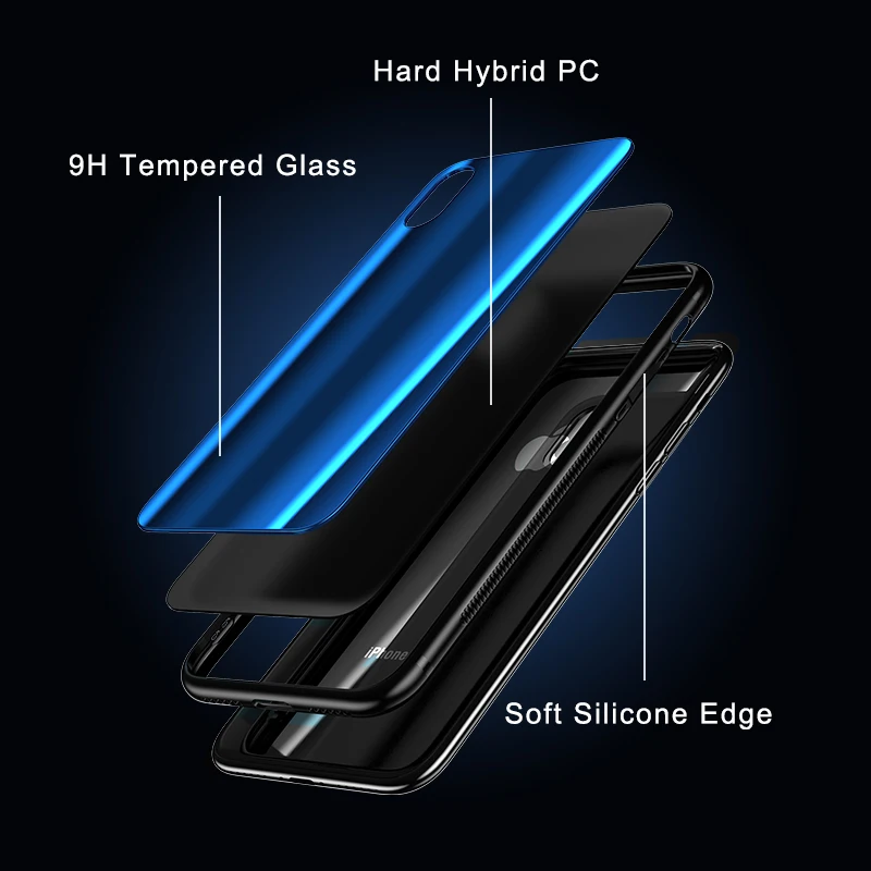 X-ENOGONE Aurora Glass Case for iPhone X 10 Luxury Silicone Full Protective Cover For 7 8 6 6s Plus Phone Coque |