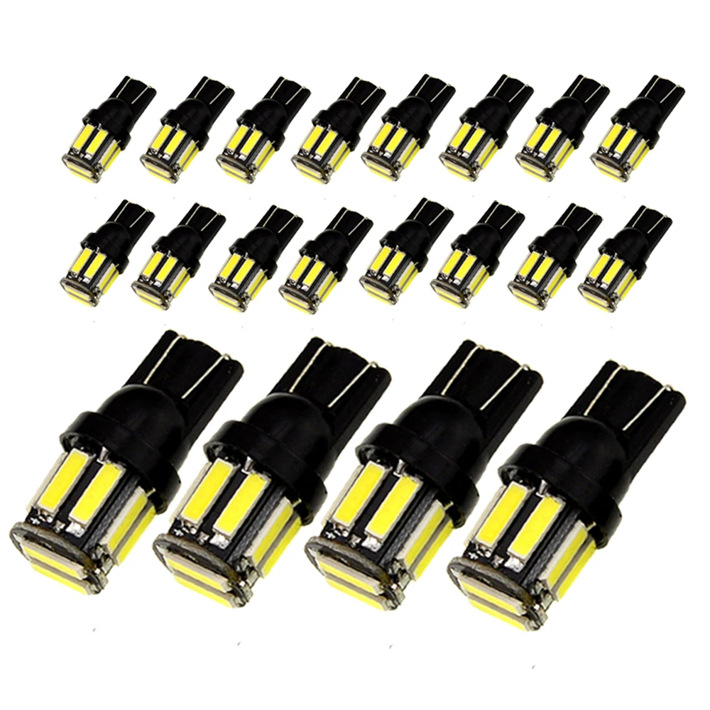 

YSY 20x W5W 10 7020 SMD Car T10 LED 194 168 Wedge Replacement Reverse Instrument Panel Lamp White Red Bulbs For Clearance Lights