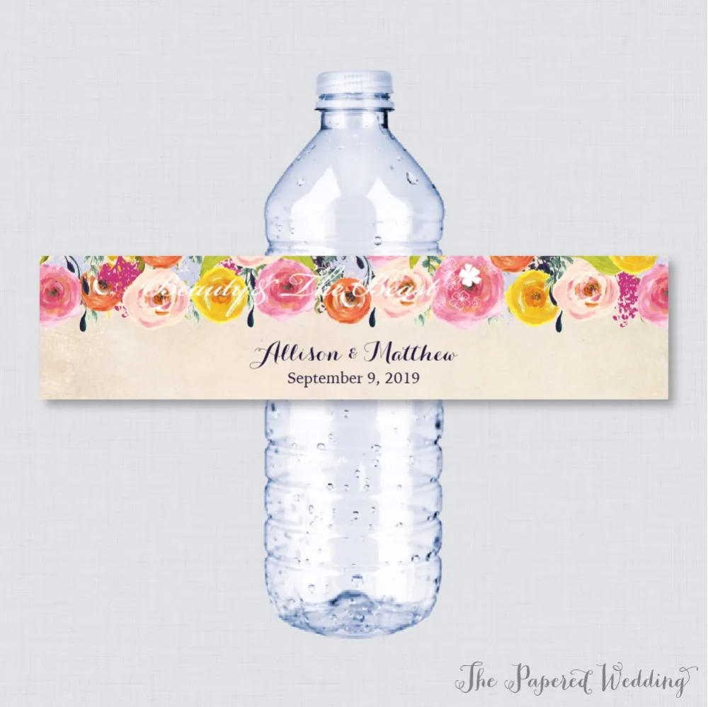 Свадебные этикетки для бутылок свадебные обертки бутылок-цветочные