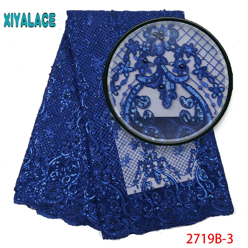 

Latest African Lace 2019 Wedding Nigerian Lace Fabric With Sequins Embroidery Lace Trim For African Lace Fabric 2719b