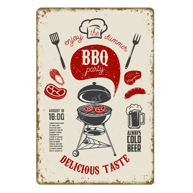YD0185H Dad's BBQ вечерние металлические вывески для барбекю в античном стиле, для бара, отеля, стейка, дома, декор в стиле ретро, Настенная роспись, табличка YH043 - Цвет: YD0185H