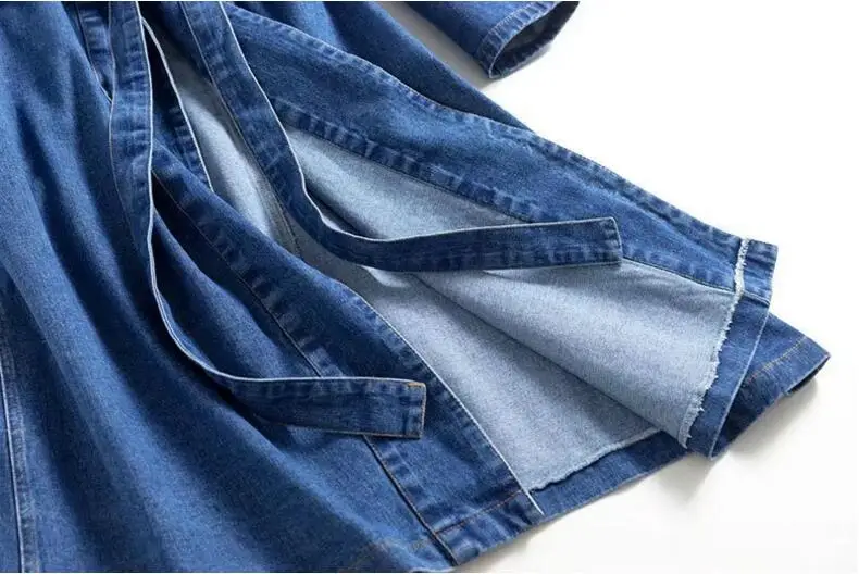 Винтажные нагрудные боковые карманы синее кимоно из денима спальный Стиль Тренч