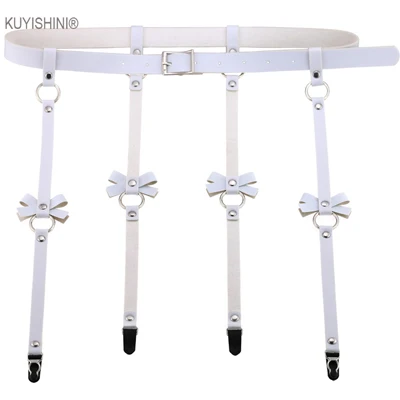 hull buckle white Сексуальные Харадзюку, панк-рок, готика, ручная работа, бант, подвязки на ногу, ремни, кольцо с 4 подтяжками, ремни, ремни на подтяжках, панковские ремни - Цвет: hull buckle white
