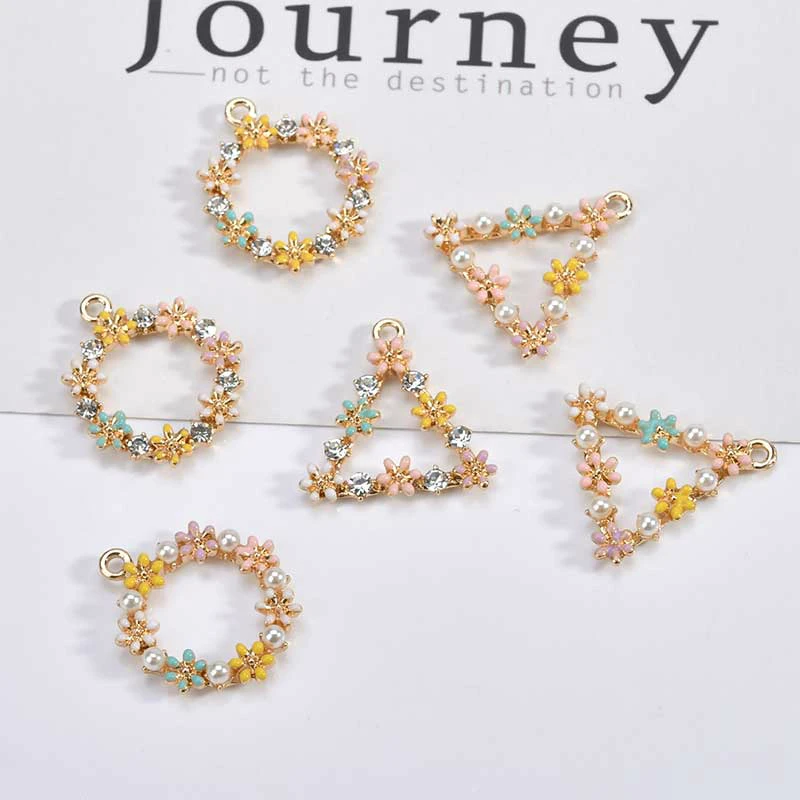 Diy ручной работы сплав Материал маленькие свежие жемчужные цветы круглые серьги