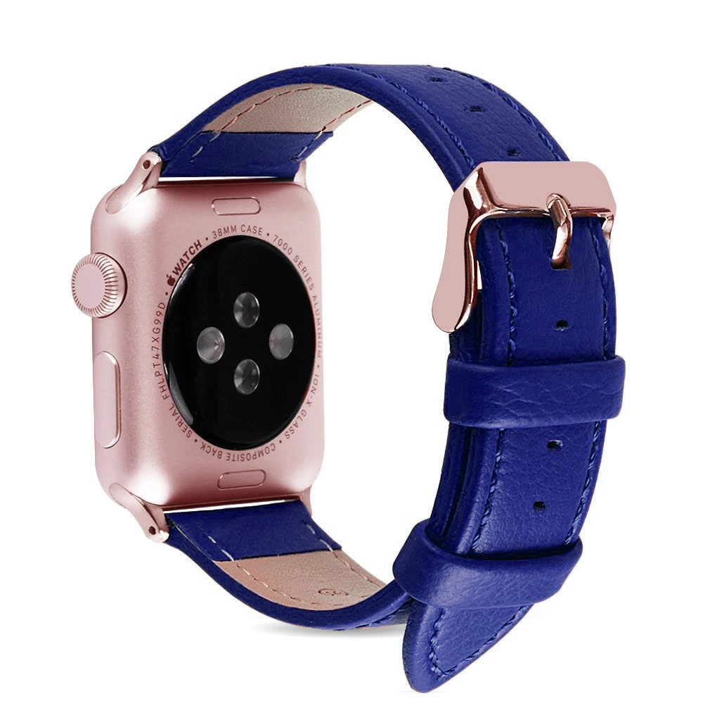 Черный розовый браслет из натуральной кожи ремешок для часов Apple Watch Band 42 мм 38
