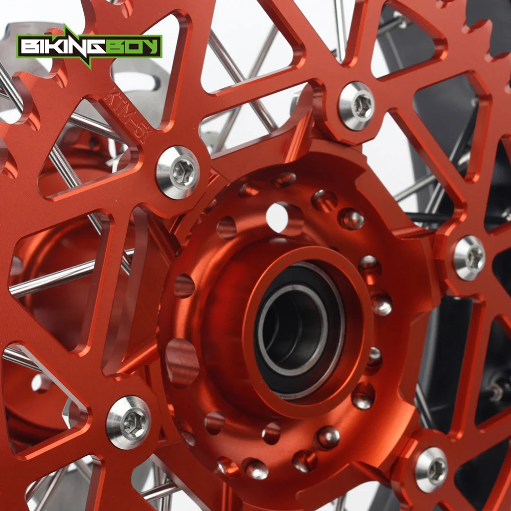 

BIKINGBOY 17" Wheels Rims Hubs Discs Bracket Sprocket Set For KTM 125 200 250 300 350 450 500 530 EXC EXC-F SX XC-W SX SX-F SXS