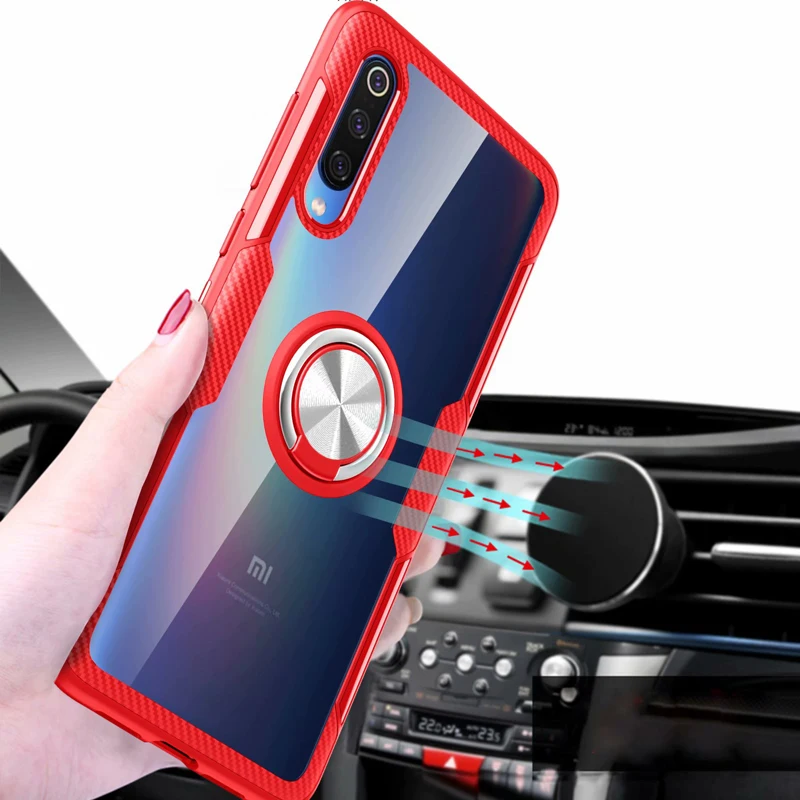 Чехол mi 9 для Xiaomi mi 9 SE чехол Роскошный прозрачный PC+ углеродное волокно полное защитное кольцо для Xioa mi 9se чехол Caque Fundas
