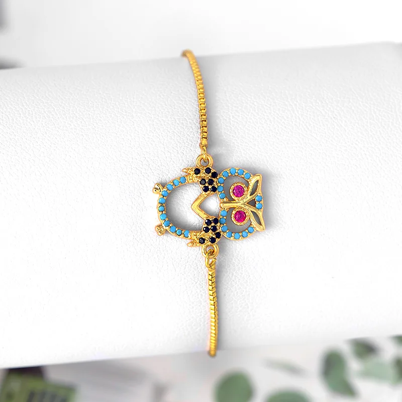 Браслеты ISHOWLEE с подвесками изображением Золотой совы для женщин и мужчин модные