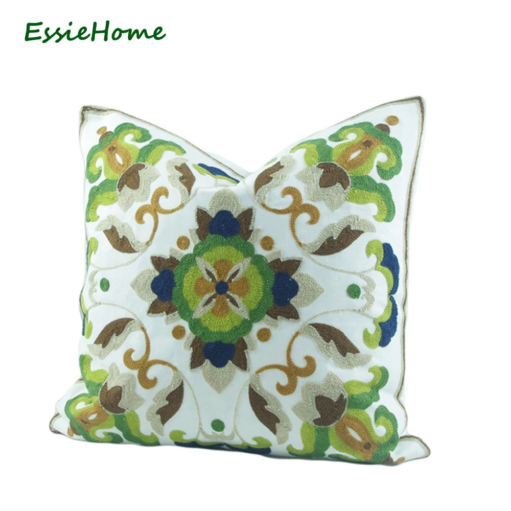 ESSIE HOME 18x18 дюймов зеленый наволочка вязаная вышивка классический цветочный узор