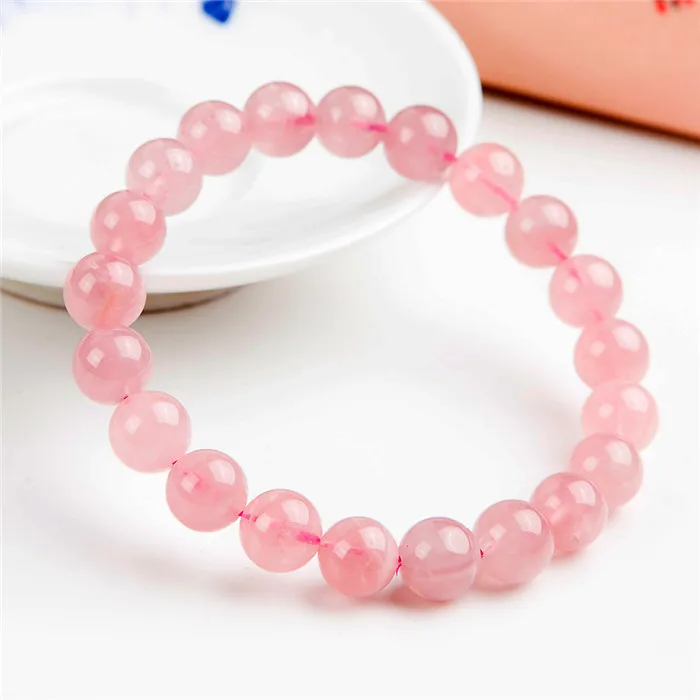 

Genuine Natural Pink Rose Quartz Round Beads Bracelet Madagascar Love Women Healing Stone 7-10mm Bracelets AAAAA Drop Shipping