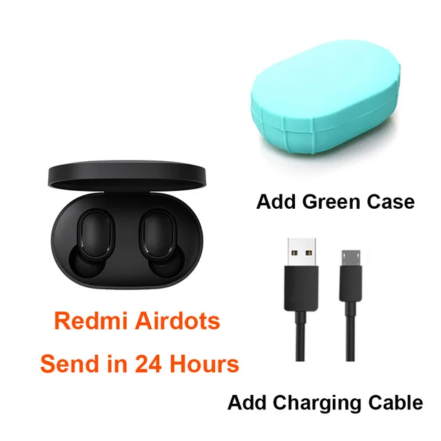 CN add case and line Xiaomi Redmi Airdots TWS, Bluetooth 5,0, беспроводные наушники, гарнитура, наушники, голосовое управление, шумоподавление, управление краном - Цвет: CN add case and line