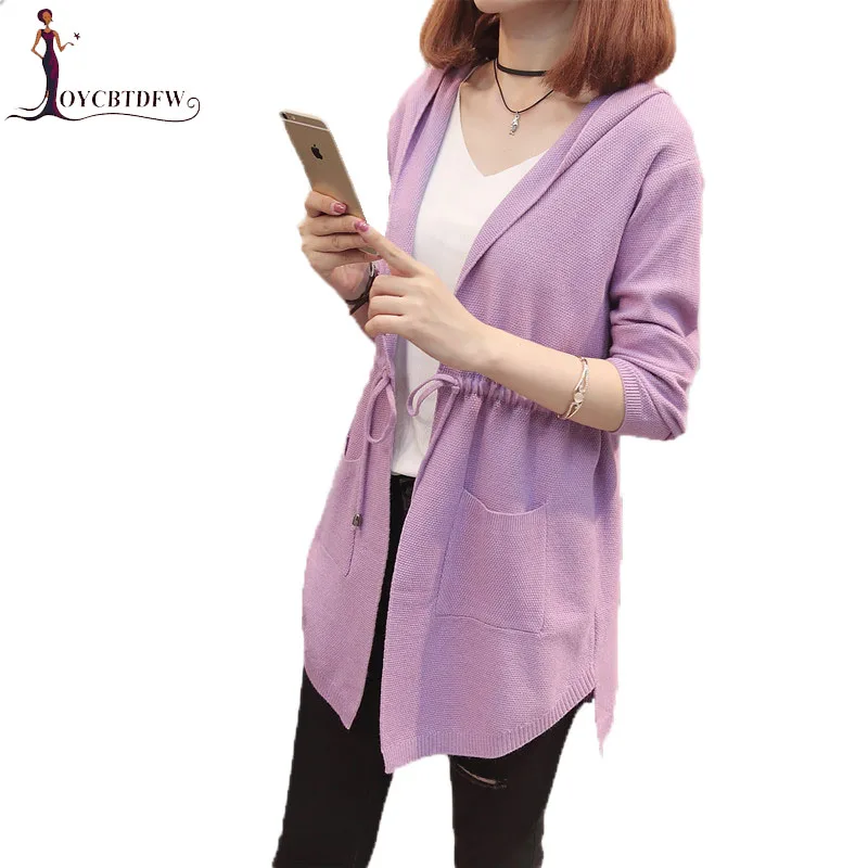 Spring Autumn New Cardigan Jackets Sweater Women Korean Loose Hooded Knit Jacket Slim Long Female Coats XY827 |