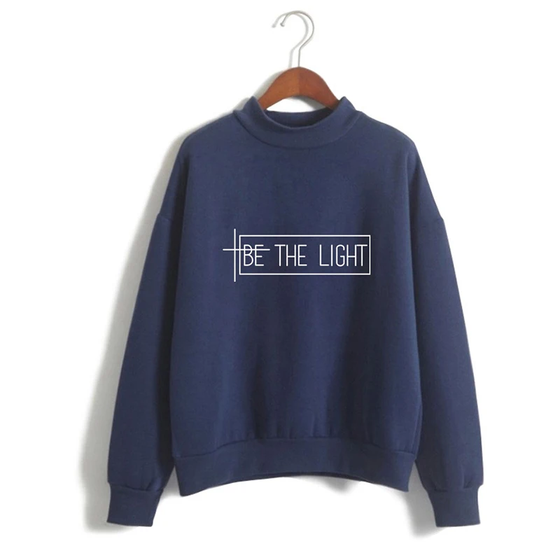 LUCKYFRIDAYF модные толстовки с высоким воротником и принтом Be The Light мужские женские