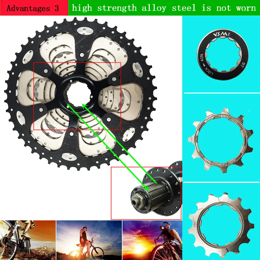 VXM маховик для велосипеда 11 46T 10 скоростей 10s широкий диапазон горного Кассетный