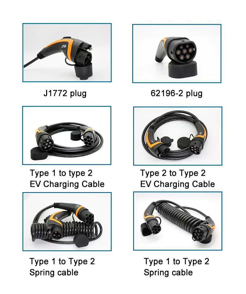 16A EV Cable Type 2 to Type 2 IEC 62196-2 single phase EV Charging Plug With 5 Meter spring cable 3.6KW EV charging Mennekes