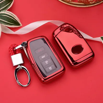 red with keychain PC+ TPU чехол для автомобильных ключей для Lexus NX GS RX IS ES GX LX RC 200 250 350 LS 450H 300H автомобильные аксессуары чехол для ключей брелок - Название цвета: red with keychain