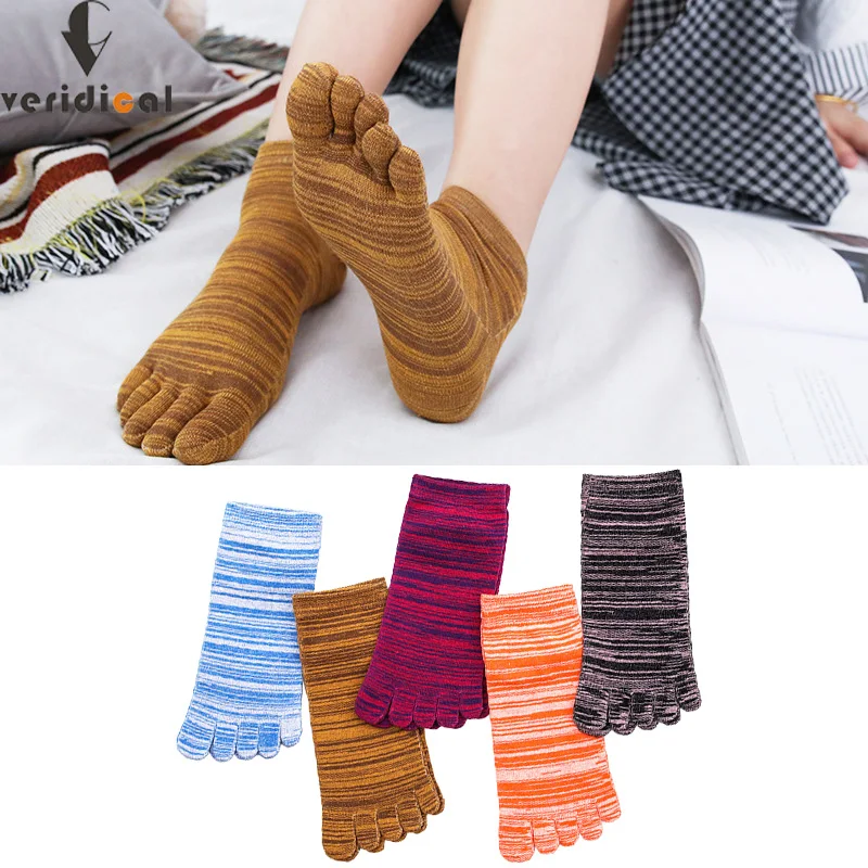 VERIDICAL 5 пар / лот хлопковые носки женские цветные с пятью пальцами Calcetines Harajuku до
