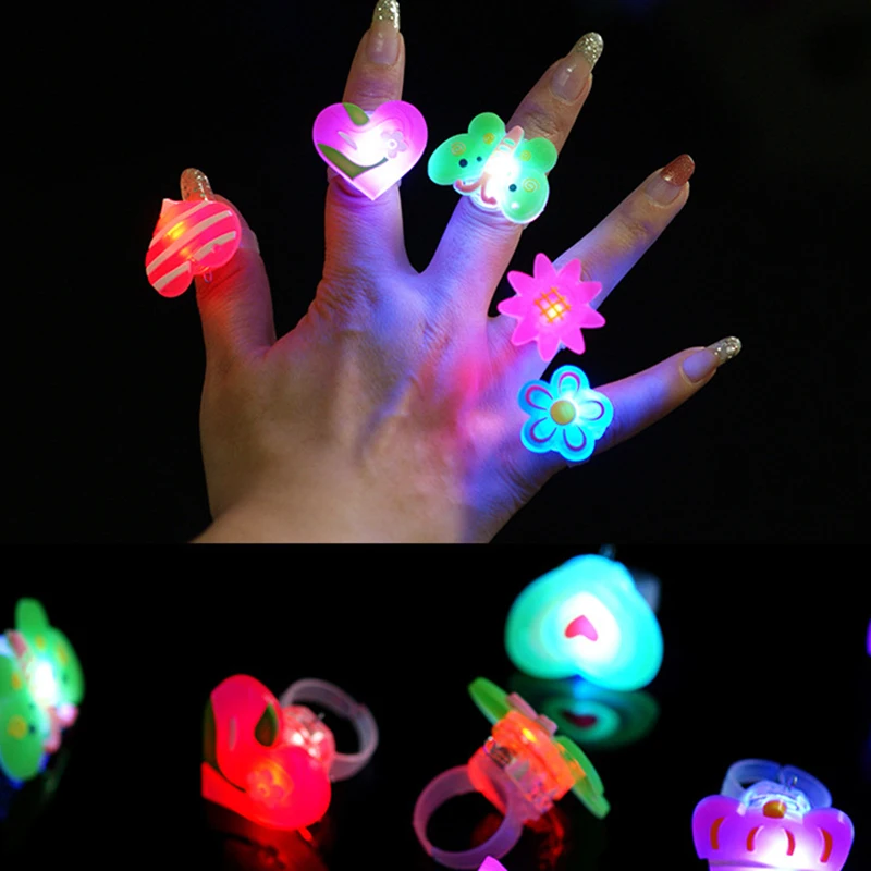 5pcs Luminous rings Ornament children's toys flash Party gifts LED Cartoon light glow in dark childs kids playing night | Дом и сад