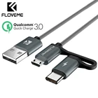 Кабель FLOVEME 2 в 1, Micro USB Type-C, QC 3,0, быстрая зарядка, Type-C, зарядное устройство, USB-C, кабели для Samsung S8 Note 8 S7, USB-кабель для телефона