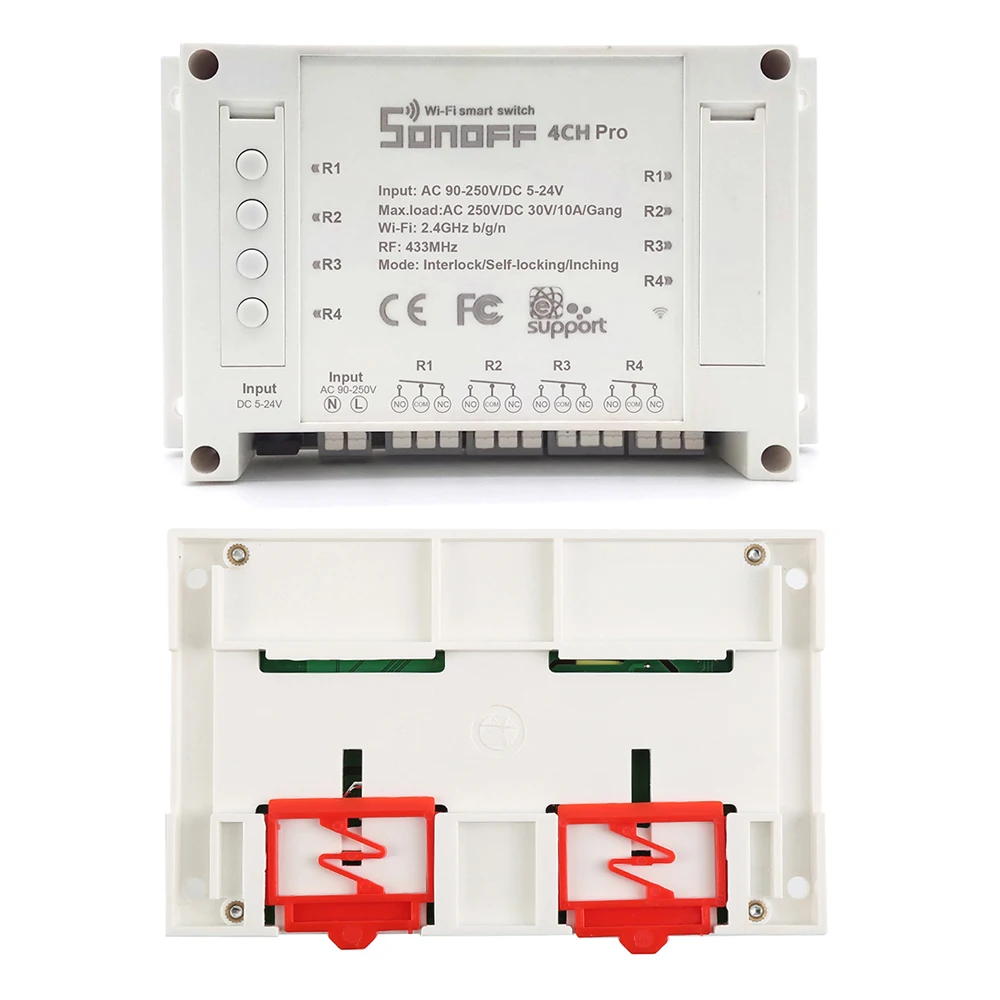 Itead Sonoff 4CH Pro Wifi переключатель 4 банда инчинг самоблокирующийся Блокировка WiFi RF управление Умный переключатель приложение пульт работает с Alexa