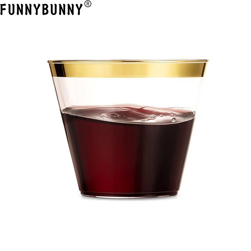 FUNNYBUNNY золотые прозрачные пластиковые чашки с золотой оправой Необычные