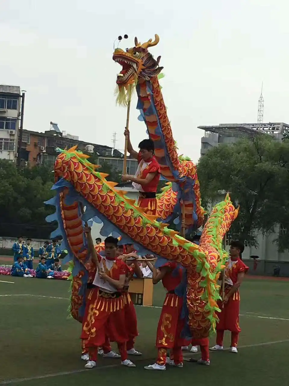 

18M 10 adult colors CHINESE DRAGON DANCE silk Folk Festival Celebration Costume parade stage props