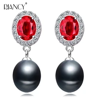 fashion natural freshwater black pearl earrings for women 925 sterling silver girl wedding birthday gift