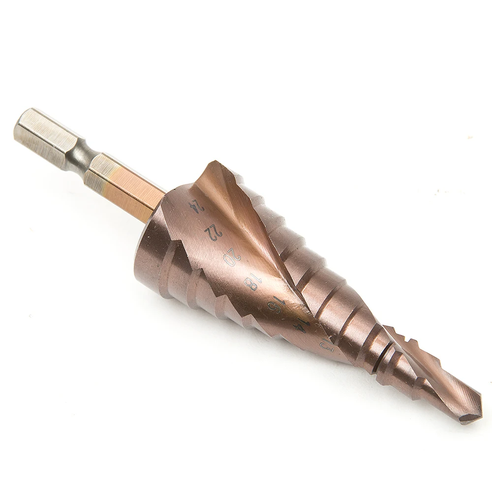 HSS Co Cobalt Titanium Metal Spiral Grooved Step Drill Bits Hole Cutter 1/4&quot Hex Shank Cone Drilling 6-24mm Saw M35 | Инструменты