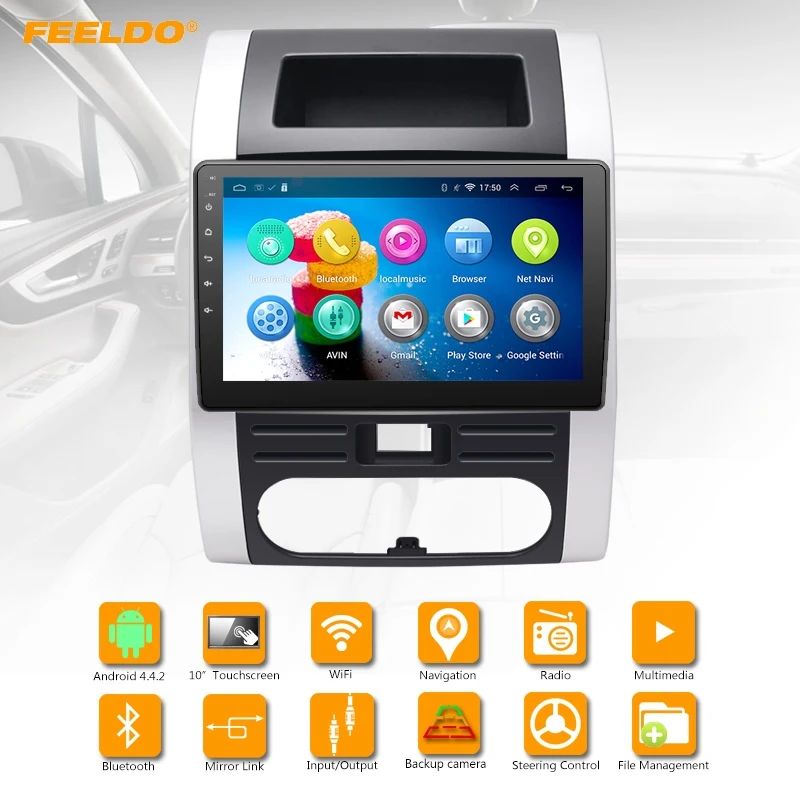 FEELDO 10 2 дюймов Большой HD экран Android 4.4.2 четырехъядерный автомобильный медиаплеер с