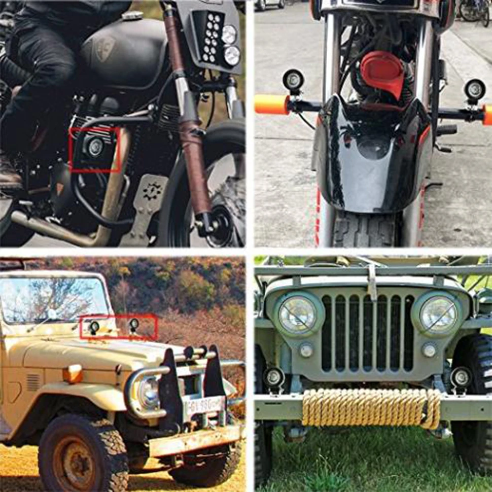 

CENREE Round LED Flood Lamp Motorcycle Fog Driving Lights Floodlight