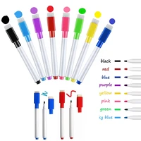 10pcs magnetic whiteboard marker pen white board pen erasable fine nib pen with eraser rubber magnetic pen brush fridge magnets