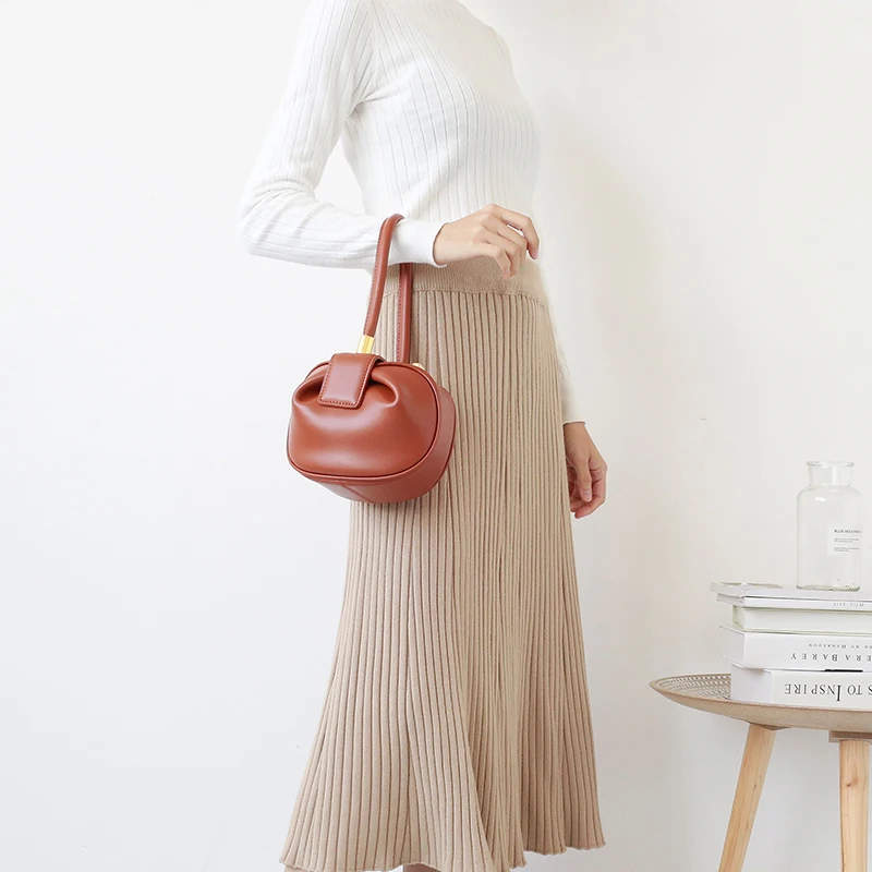 2019 New Elegant Spherical Cow Genuine Leather Bags Women Small Designer Handbags High Quality Luxury Ladies Tote | Багаж и сумки