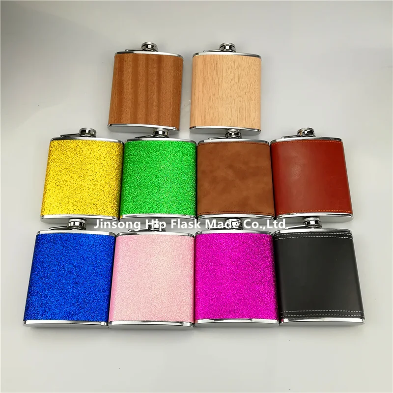 7 унций Нержавеющая сталь Кожа фляга | Дом и сад
