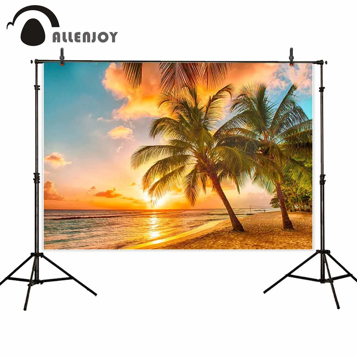 Allenjoy тропический Летний Закат фон для фотосъемки море океан пляж Плам дерево