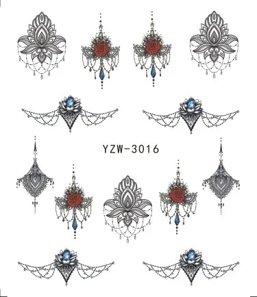 

WUF 1 Piece Black Flower Nail Sticker Water Decals Hollow Tattoo Flora Wings Stencils for Nail Art Decoration Sliders Manicure