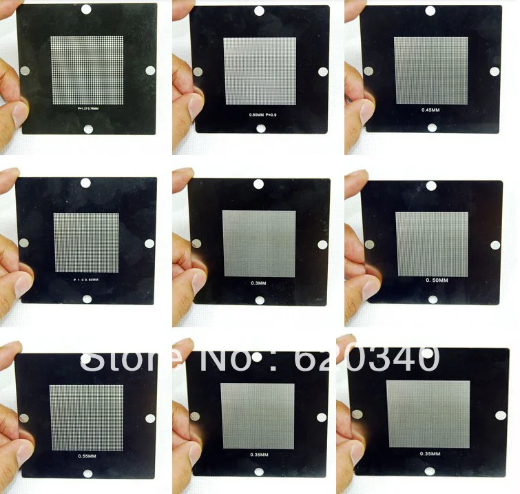 

9 pcs/set 90*90 BGA Universal stencils templates Reballing Kit BGA steel mesh