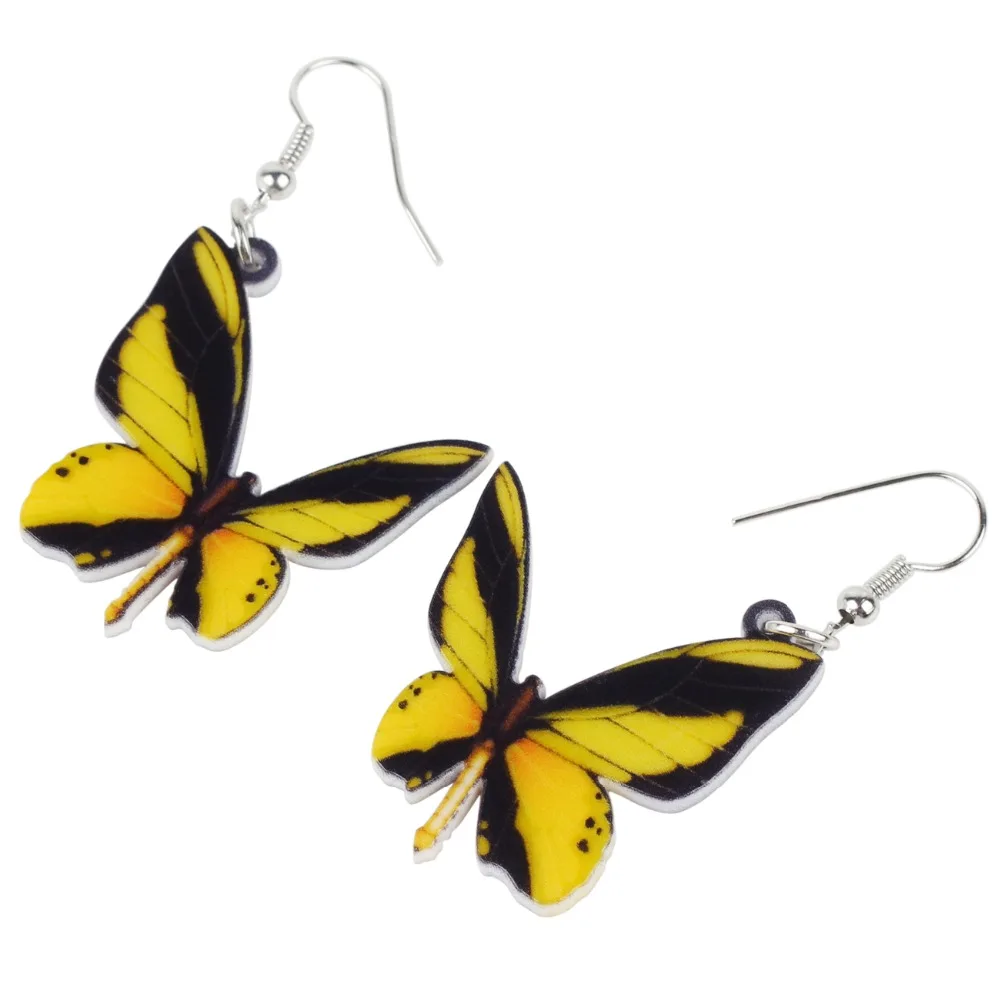 Акриловые уникальные серьги WEVENI Ornithoptera Goliath в виде бабочки милые Висячие