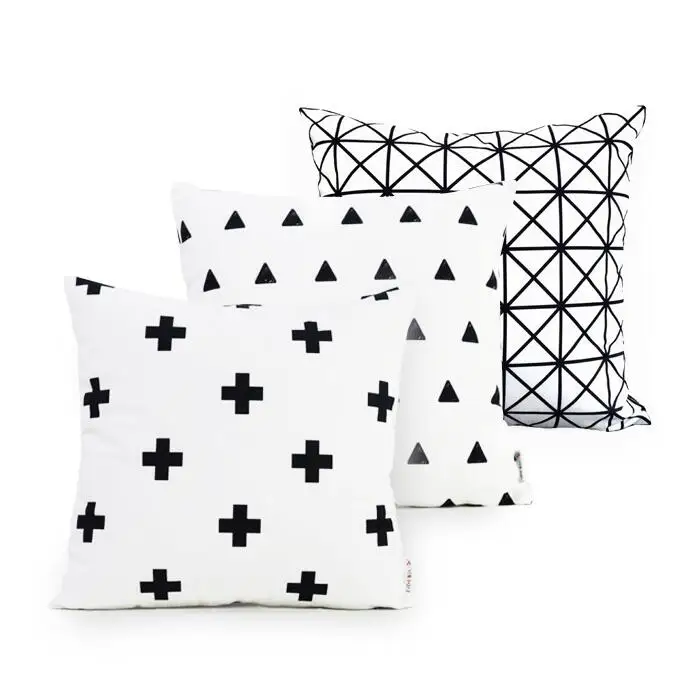 Белый Геометрическая Подушка Чехлы плюс Треугольники хлопок детские Nodic