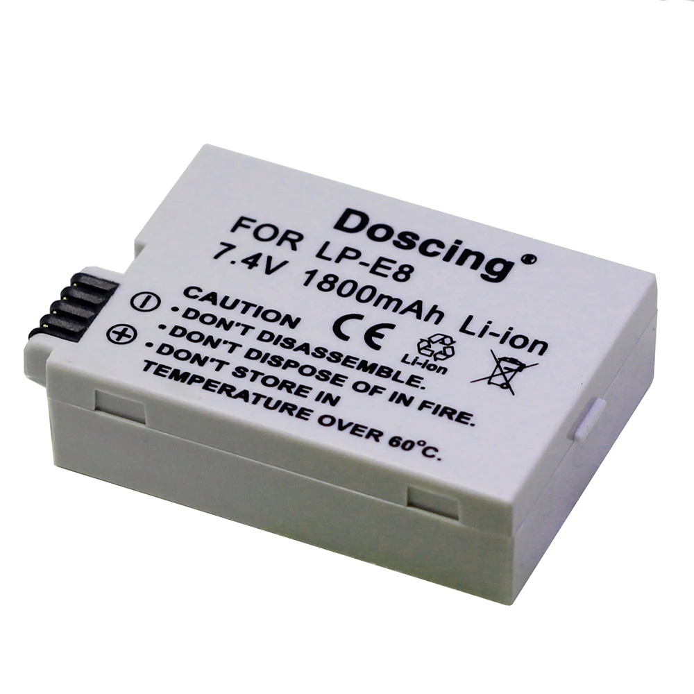 Doscing 4 pcs 1800mAH LP-E8 LP E8 LPE8 Rechargeable Batteries for Canon 550D 600D 50D 700D Battery | Электроника