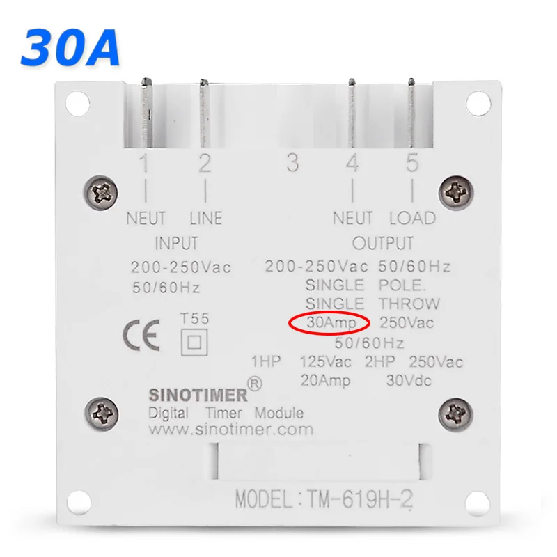 TM-619H-2 30A 230 В переменного тока 7 дней в неделю программируемое реле времени цифровой таймер выход 220 В напряжение съемный тип батареи