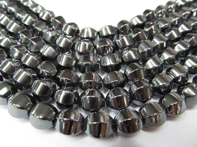 

lot hematite beads 8x10 mm 5strands 16inch strand,rice barrel facteted DIY bead