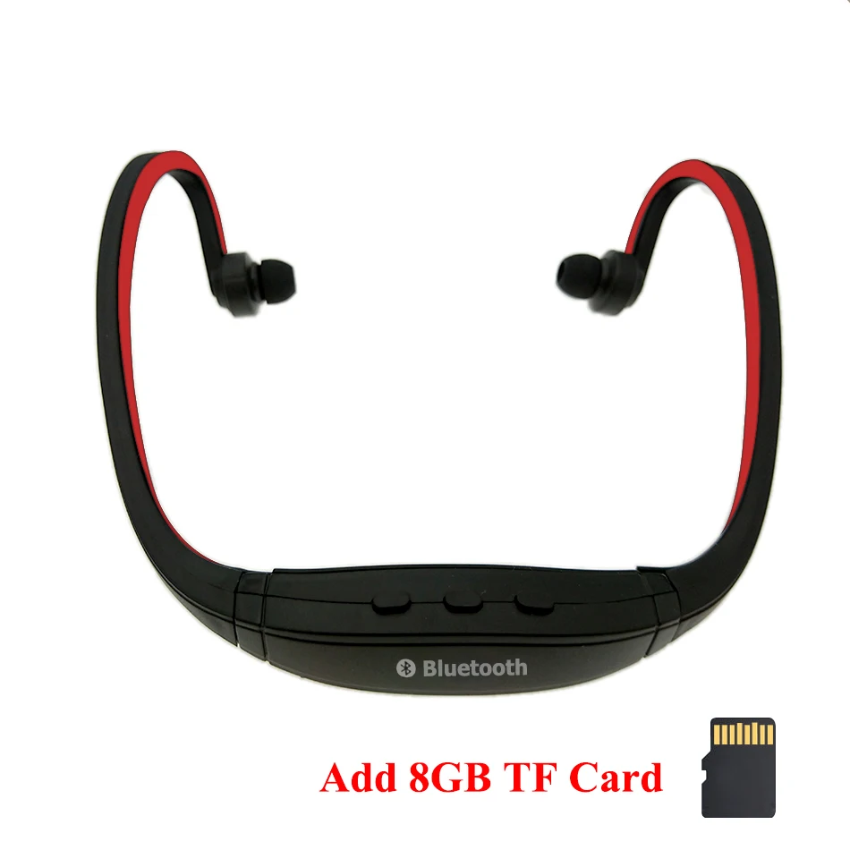 HOMEBARL BS19C Bluetooth 4,0 Спортивные Беспроводные шейные наушники гарнитура+ 8 Гб 16 Гб Micro SD карта/FM радио/микрофон PK ZK-S9 - Цвет: Red Add 8GB TF Card