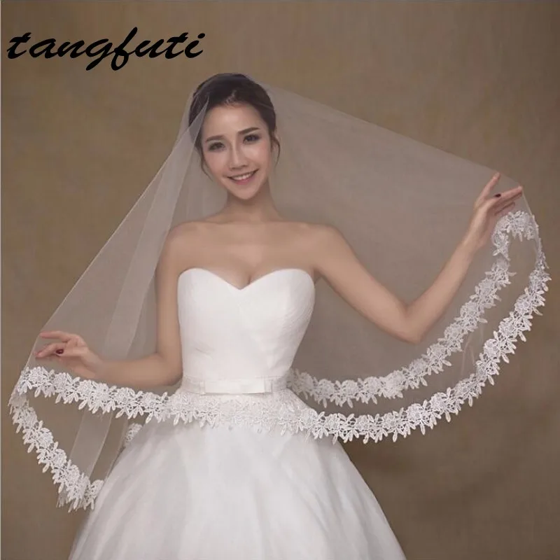 Дешевые 1.5 м цвета слоновой кости свадебная фата Фата для невесты въелось de Novia