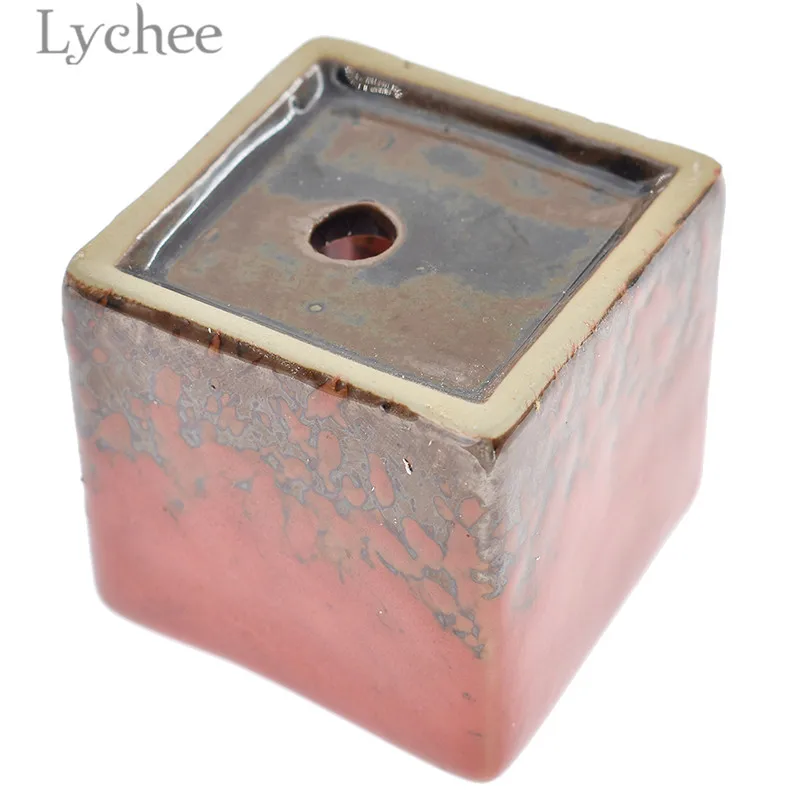 Lychee мини Глазурованный керамический цветочный горшок Квадратный кашпо для
