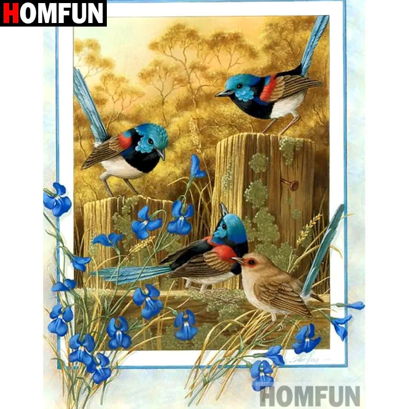 Алмазная 5d-картина HOMFUN Птица цветок вышивка крестиком полное покрытие