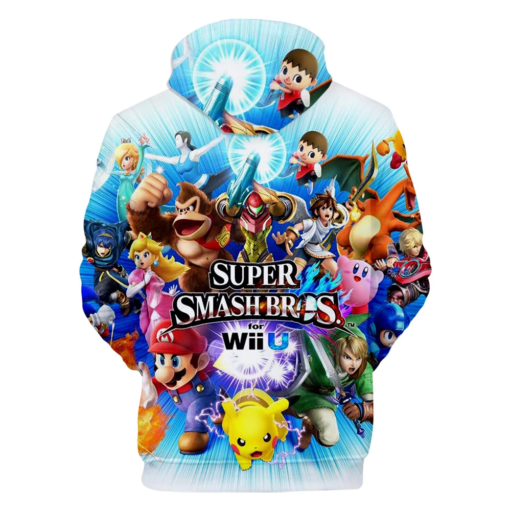 Новинка; толстовка с капюшоном Super Smash Bros. 3D Толстовка с капюшоном для мужчин и женщин, Повседневная рубашка с круглым вырезом, 3D Толстовка с капюшоном