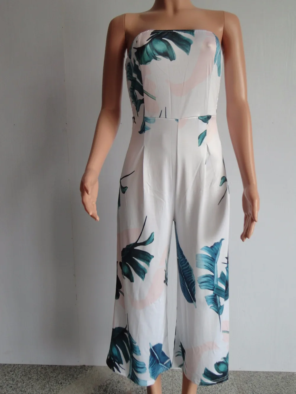 Без бретелек Для женщин Цветочный принт Лето Повседневное модные Комбинезоны