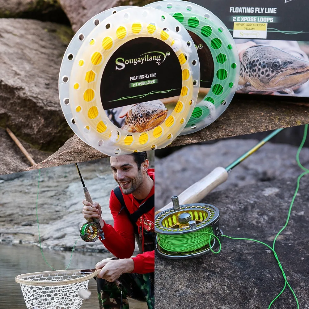 Sougayilang 100FT Fly Line WF 4/5/6/7/8F Вес вперед плавающая леска со сварными петлями Новое