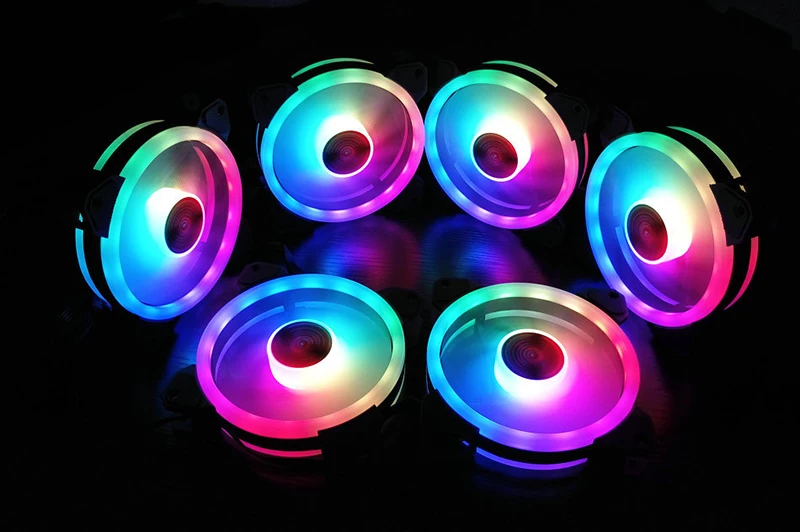 Цветной 120 мм круглый RGB cpu охлаждающий вентилятор+ пульт дистанционного управления с двойной диафрагмой светодиодный светящийся ПК корпус тихий вентилятор водяного охлаждения